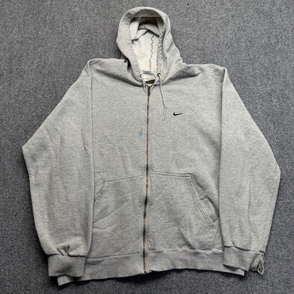 Vintage Nike Full Zip Hoodie Mens Large Gray Made in USA Embroidered Swoosh